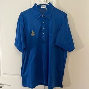 Vintage Duke Royal Blue Mason Free Masons Pocket Polo Golf Shirt L Men’s Retro